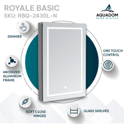 Royale Basic Q 24×30 Left Hinge LED Lighted Medicine Cabinet