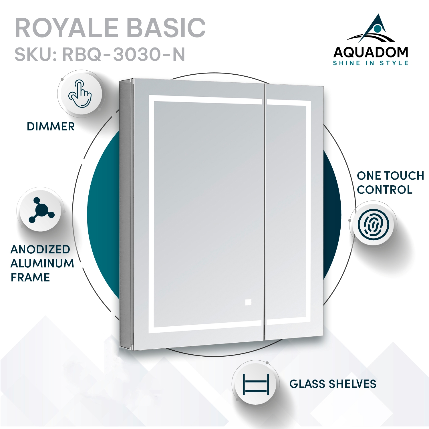 Royale Basic Q 30x30 Double Door LED Lighted Medicine Cabinet Royale Basic Q 30x30 Double Door LED Lighted Medicine Cabinet