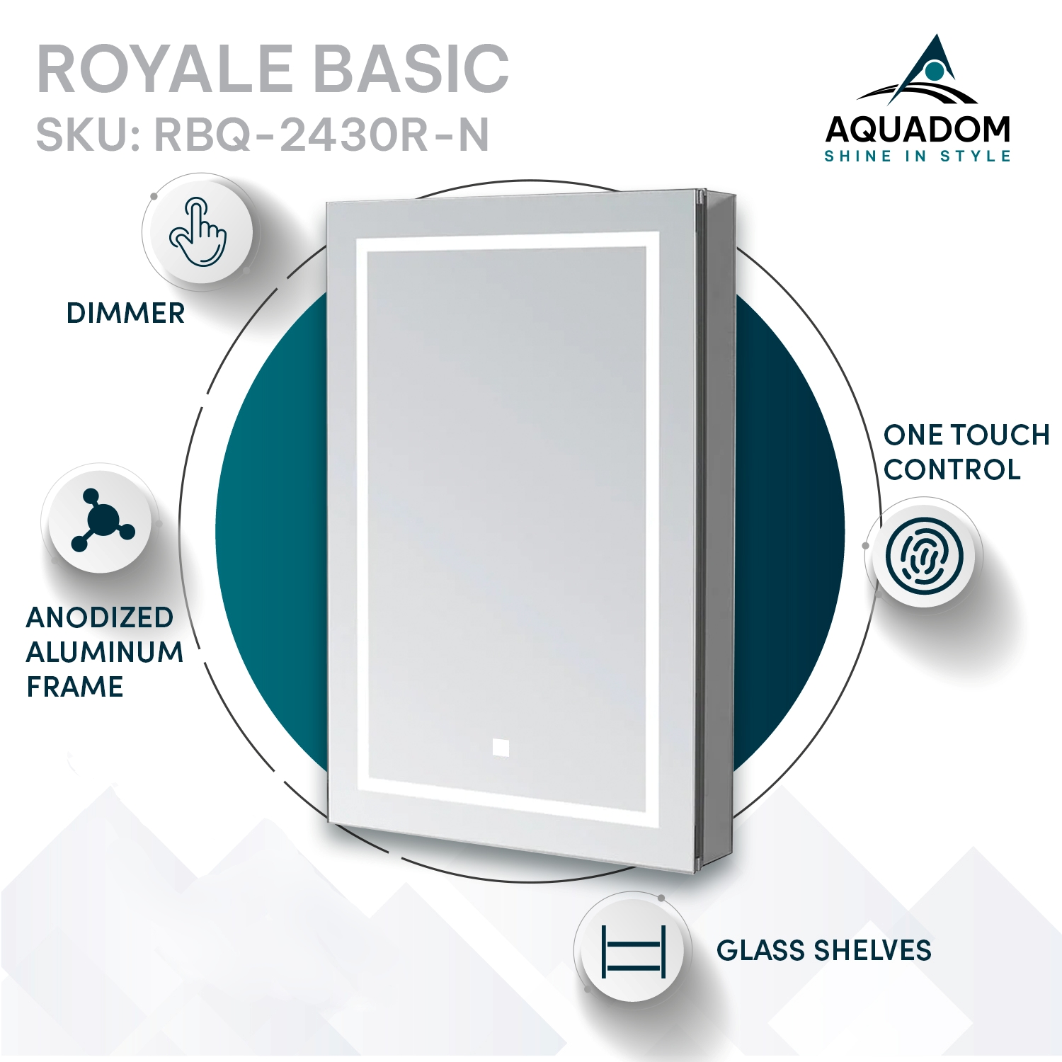 Royale Basic Q 24x30 Right Hinge LED Lighted Medicine Cabinet