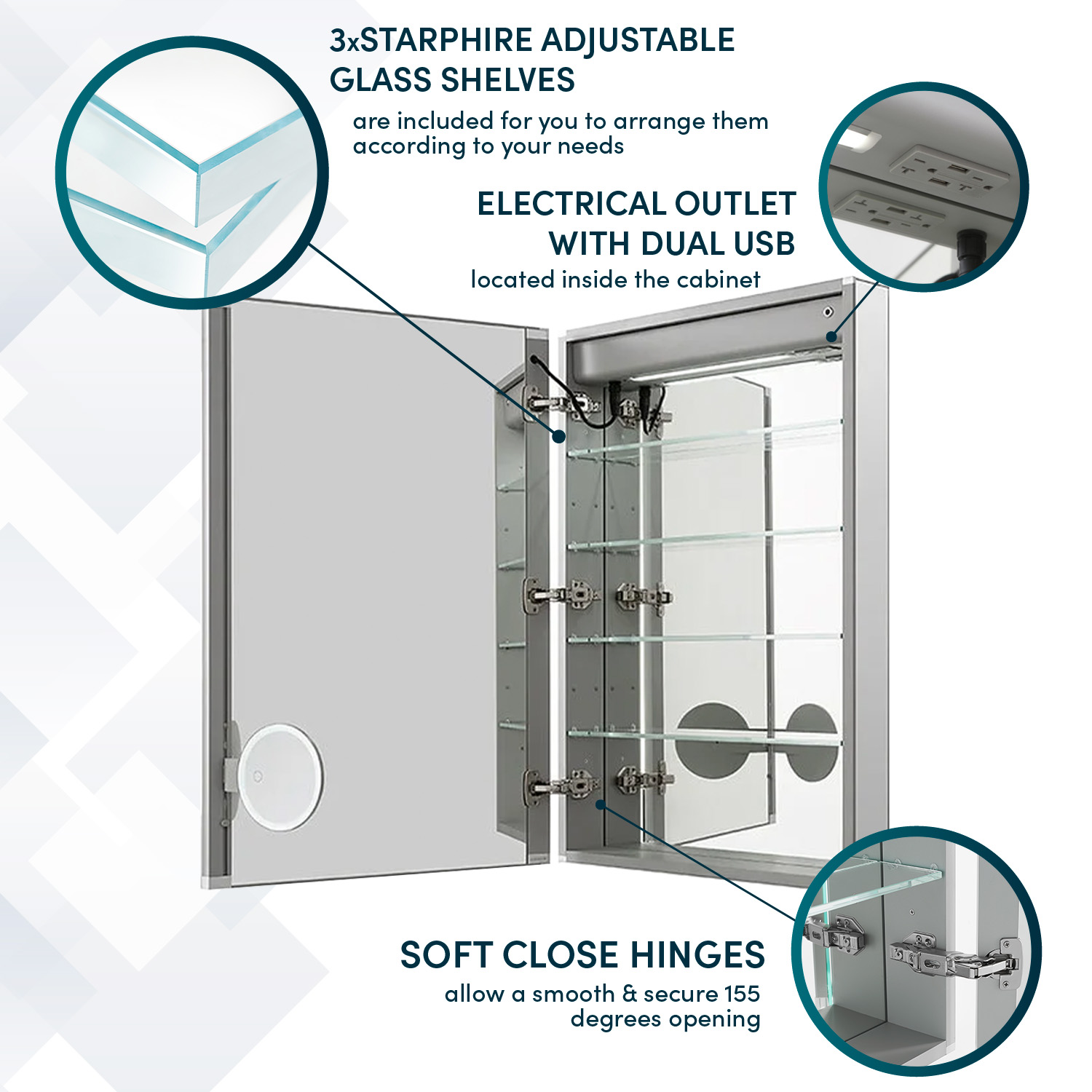 2 Signature Royale 24x30 Left Hinge LED Lighted Medicine Cabinet