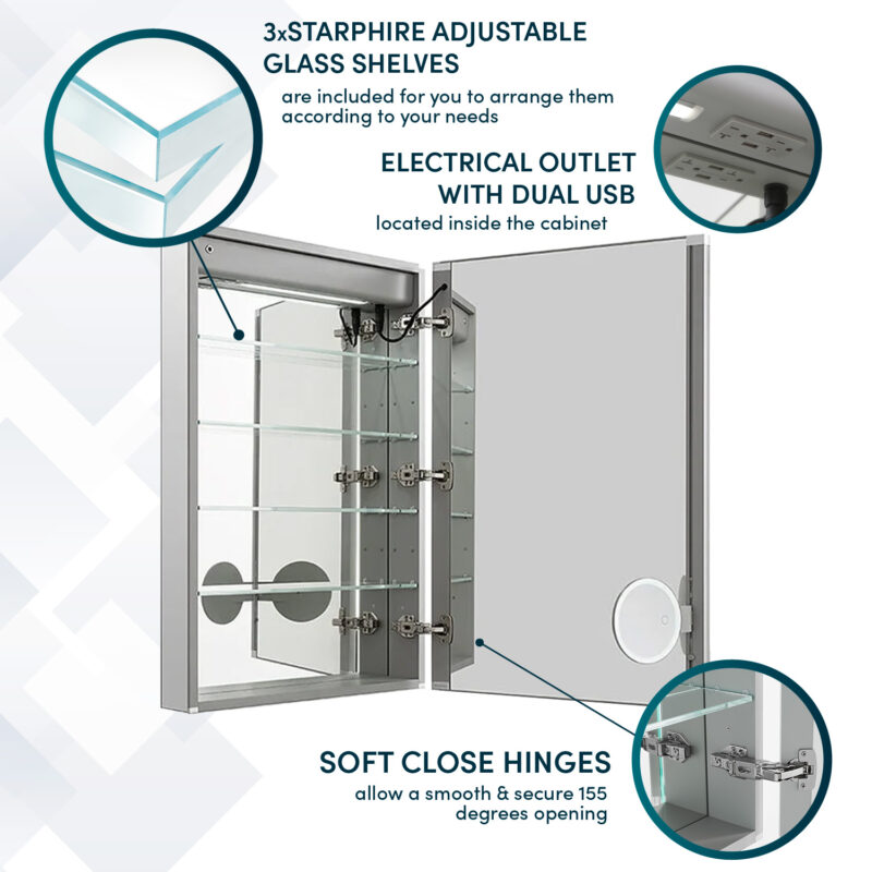 Signature Royale 24x30 Right Hinge LED Lighted Medicine Cabinet