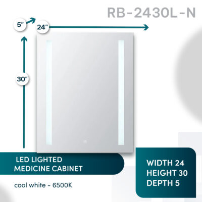 Royale Basic 24×30 Left Hinge LED Lighted Medicine Cabinet