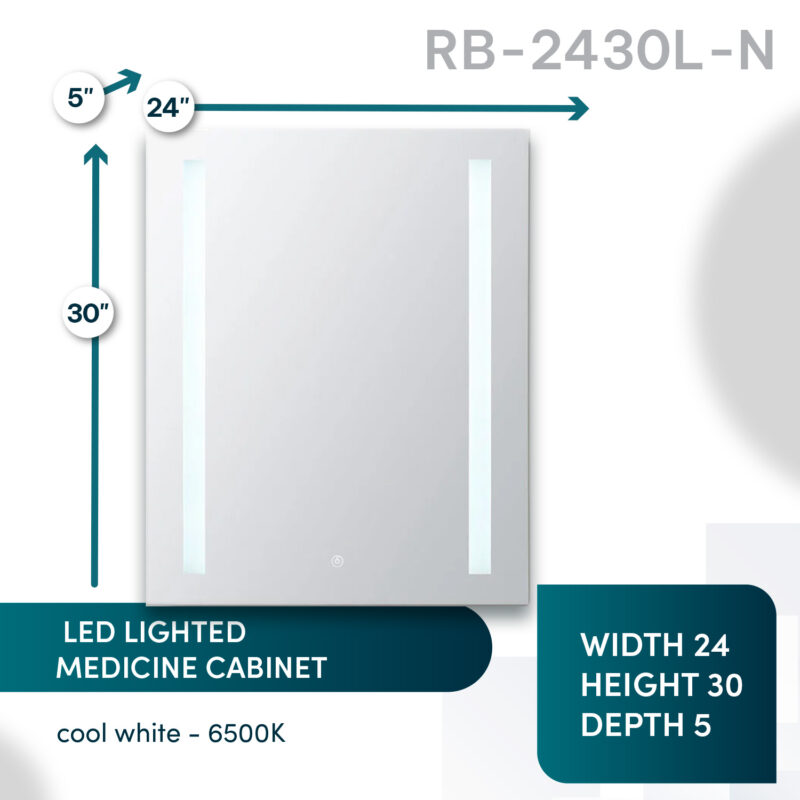 Royale Basic 24x30 Left Hinge LED Lighted Medicine Cabinet