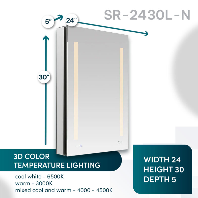 Signature Royale 24x30 Left Hinge LED Lighted Medicine Cabinet