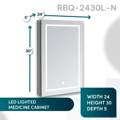 Royale Basic Q 24×30 Left Hinge LED Lighted Medicine Cabinet