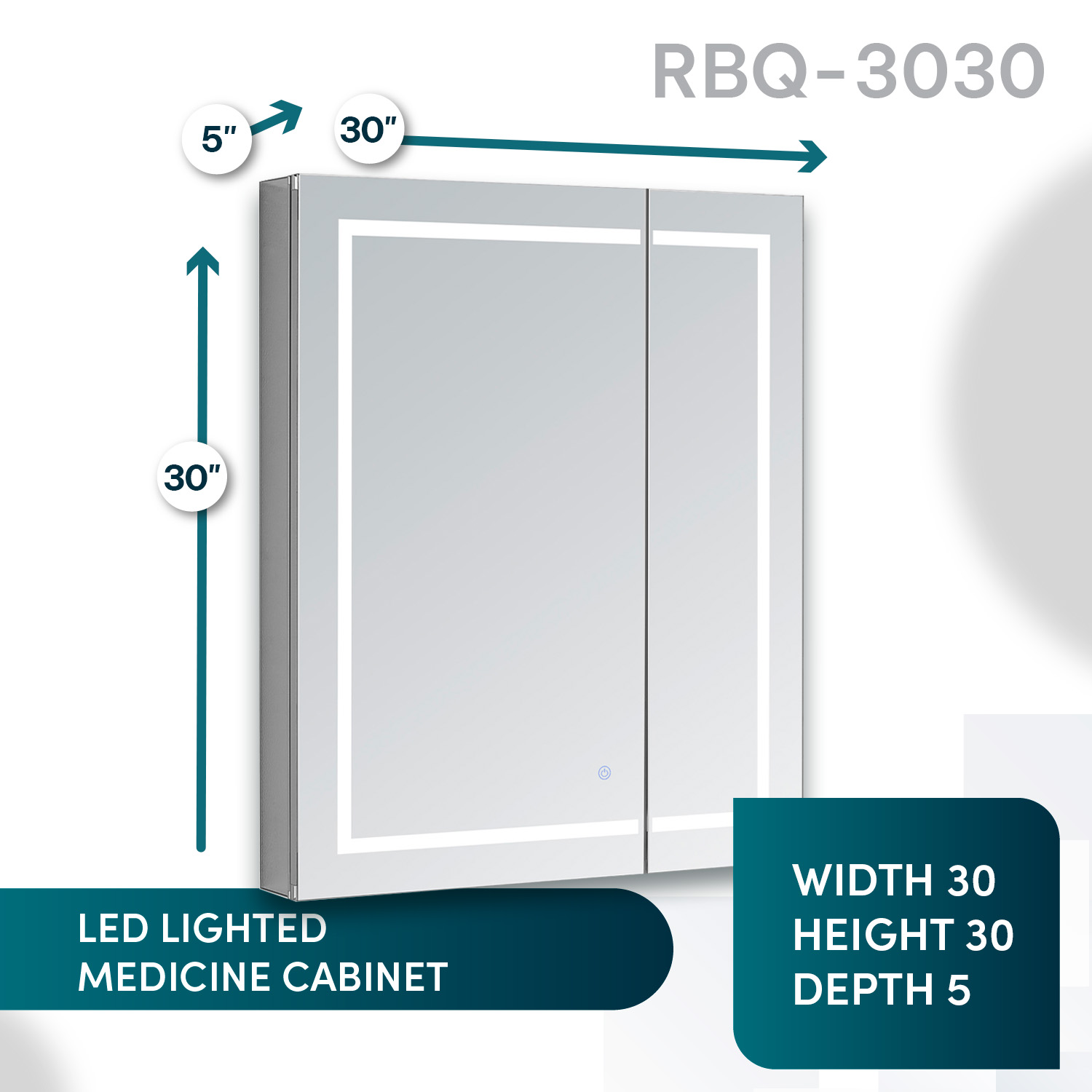 Royale Basic Q 30x30 LED Lighted Medicine Cabinet Royale Basic Q 30x30 LED Lighted Medicine Cabinet