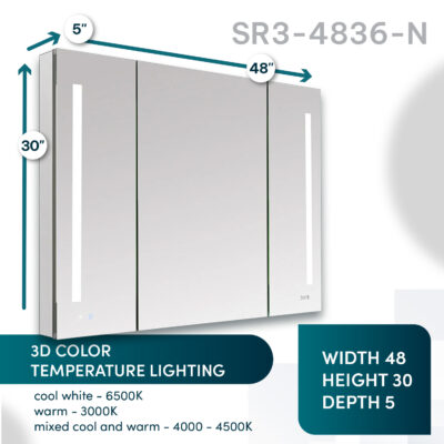 Signature Royale 48×30 LED Lighted Triple Door Medicine Cabinet