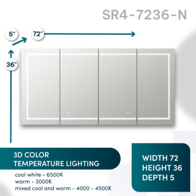 Signature Royale 72×36 LED Lighted Medicine Cabinet