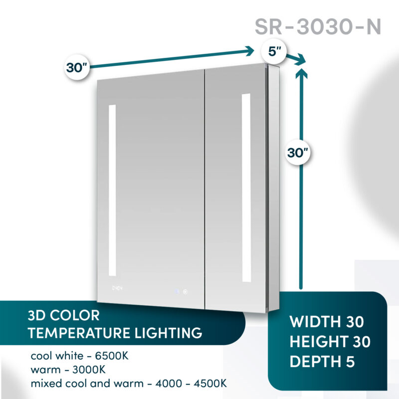 Signature Royale 30x30 LED Lighted Medicine Cabinet