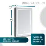 Royale Basic Q 24x30 Left Hinge LED Lighted Medicine Cabinet