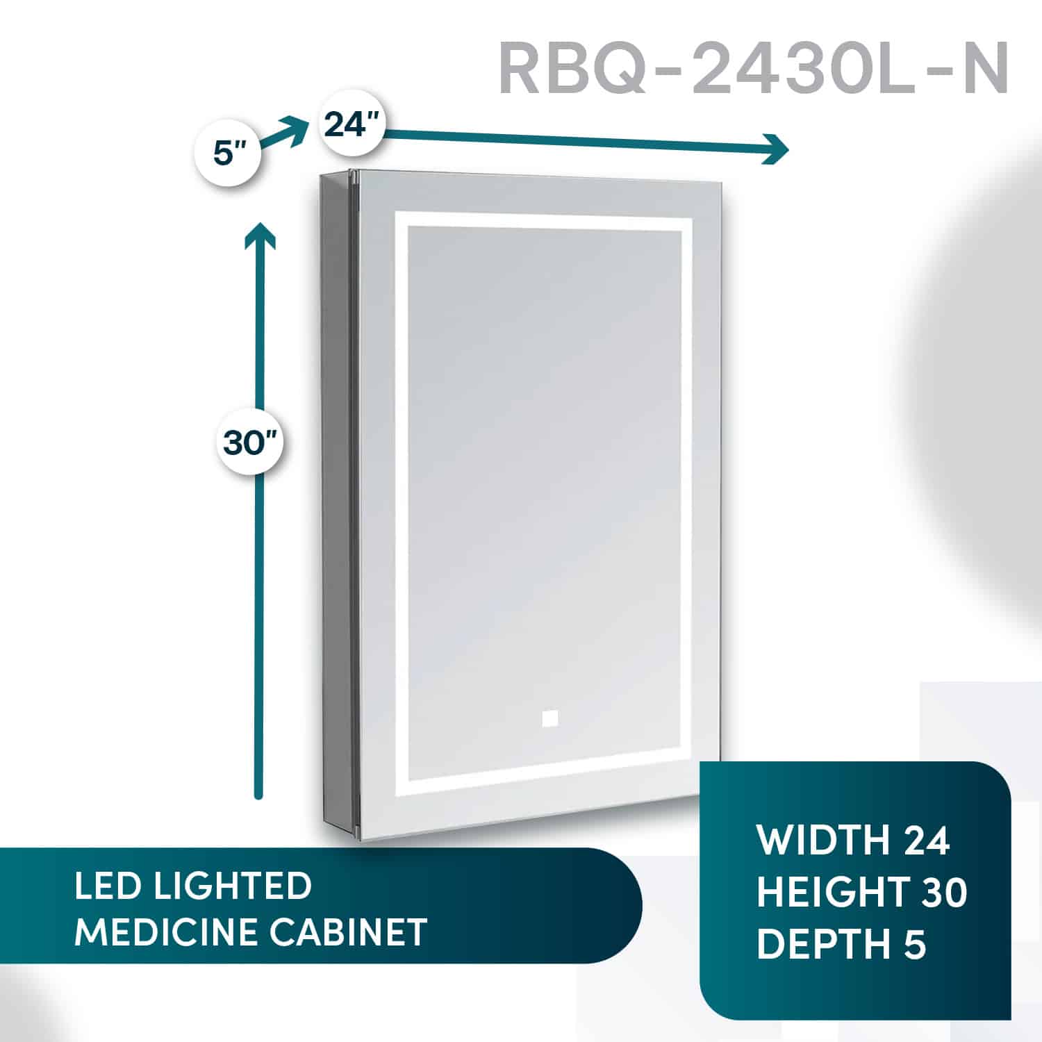 Royale Basic Q 24x30 Left Hinge LED Lighted Medicine Cabinet Royale Basic Q 24x30 Left Hinge LED Lighted Medicine Cabinet