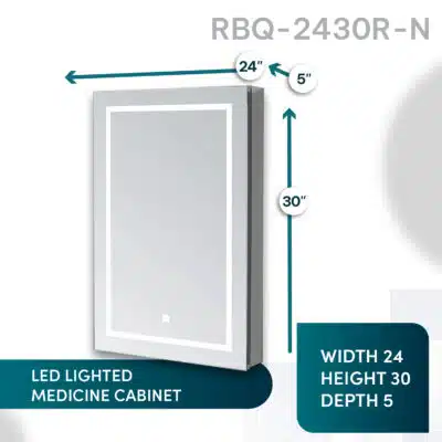 Royale Basic Q 24×30 Right Hinge LED Lighted Medicine Cabinet