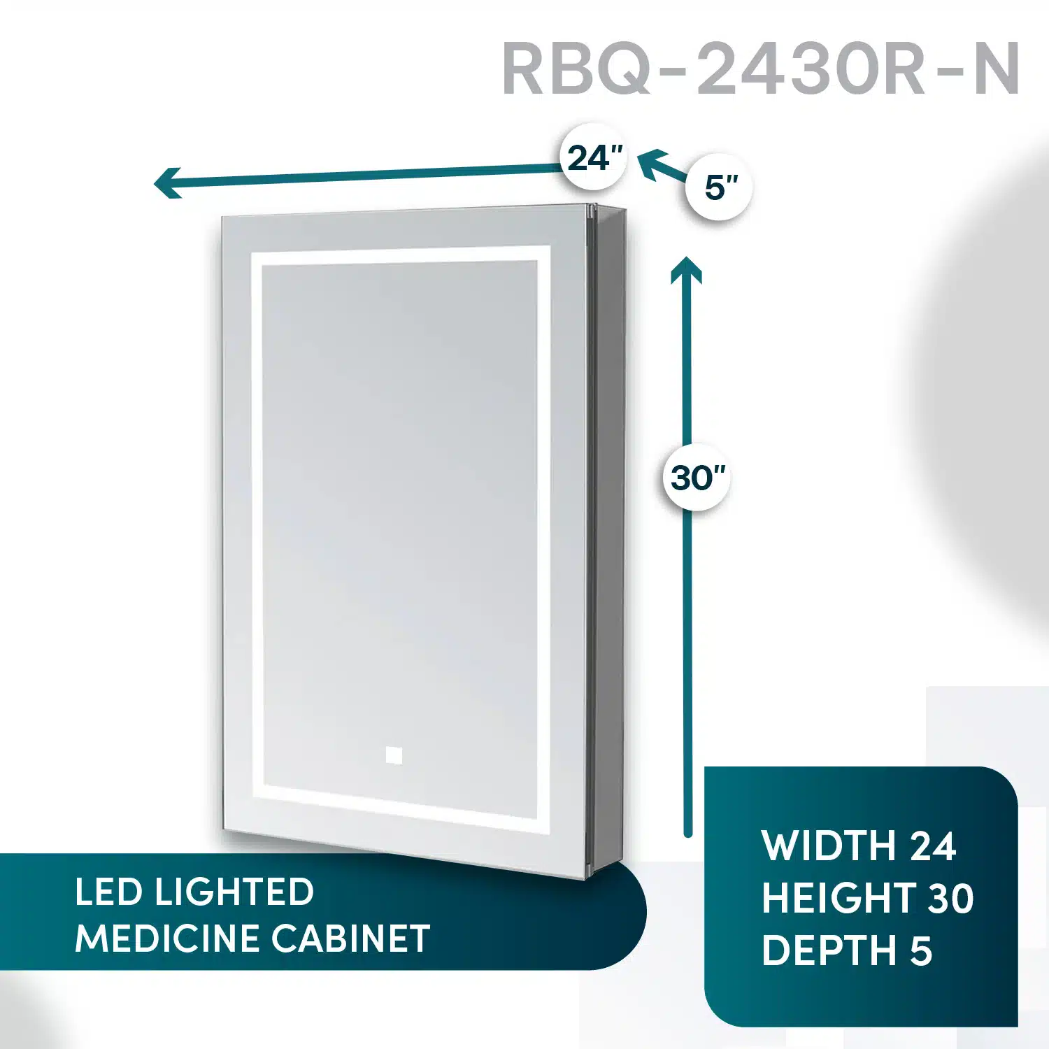 Royale Basic Q 24x30 Right Hinge LED Lighted Medicine Cabinet Royale Basic Q 24x30 Right Hinge LED Lighted Medicine Cabinet