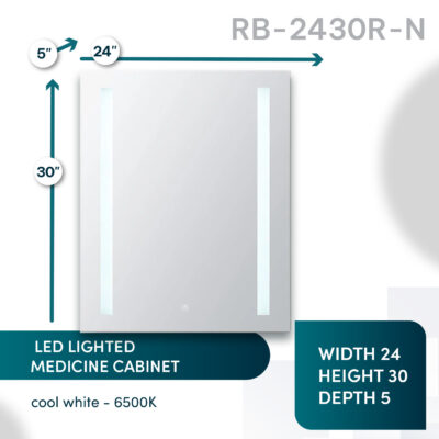 Royale Basic 24×30 Right Hinge LED Lighted Medicine Cabinet