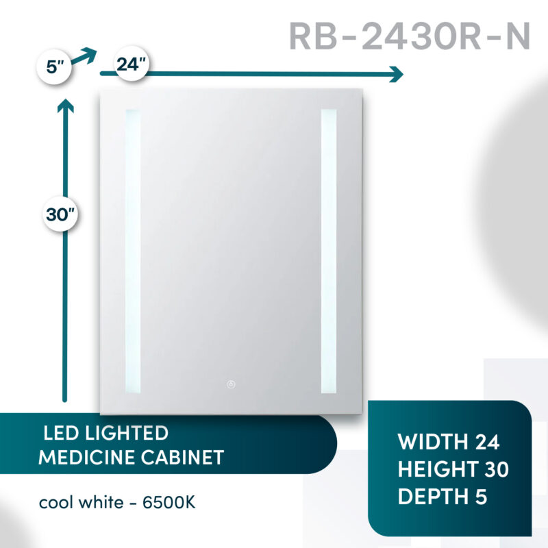 Royale Basic 24x30 Right Hinge LED Lighted Medicine Cabinet