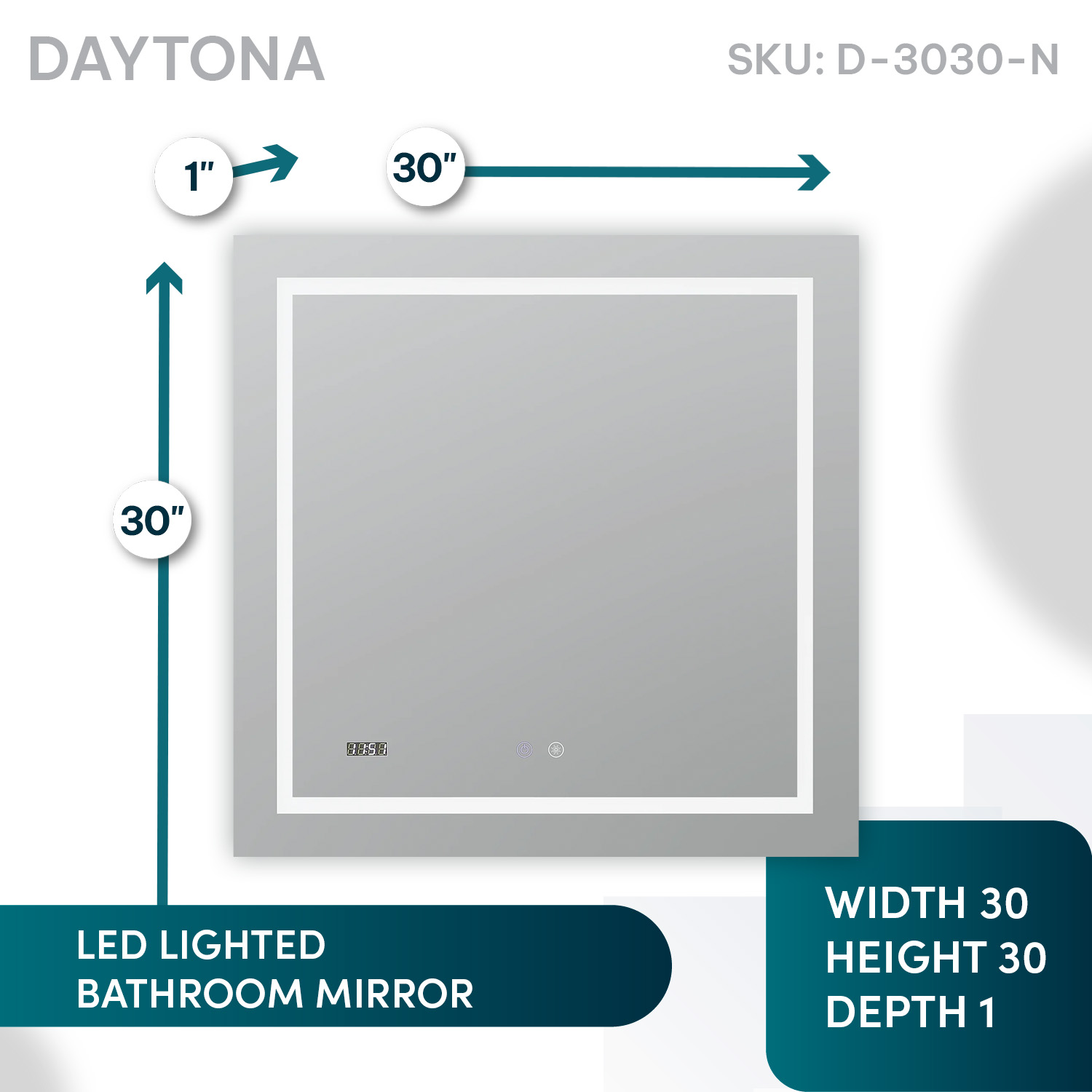 Daytona 30x30 LED Lighted Bathroom Mirror Daytona 30x30 LED Lighted Bathroom Mirror