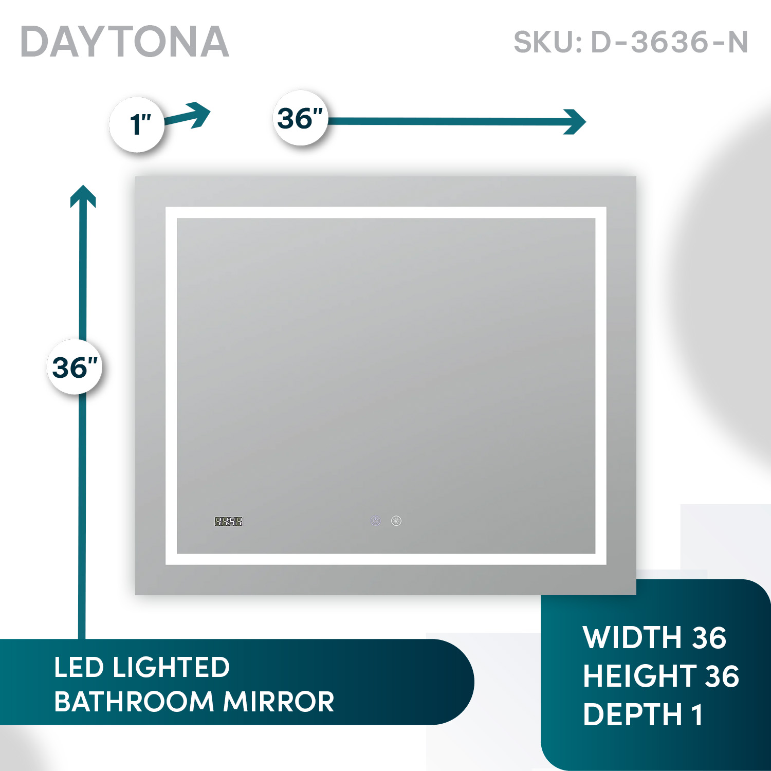 Daytona 36x36 LED Lighted Bathroom Mirror Daytona 36x36 LED Lighted Bathroom Mirror