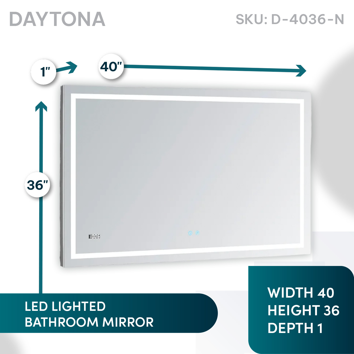 Daytona 40x36 LED Lighted Bathroom Mirror Daytona 40x36 LED Lighted Bathroom Mirror