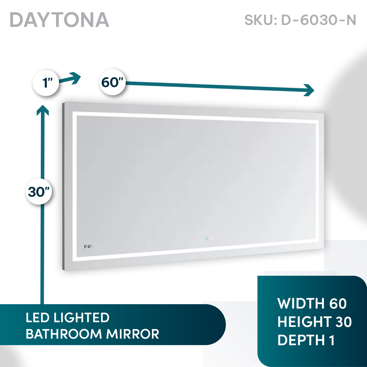 Daytona 60x30 LED Lighted Bathroom Mirror Daytona 60x30 LED Lighted Bathroom Mirror