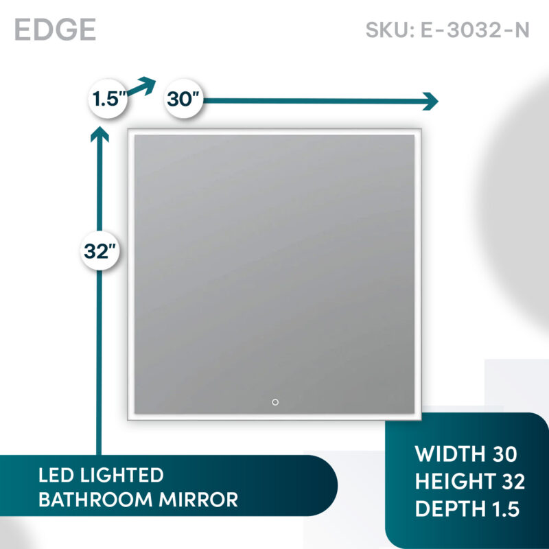 Edge 30x32 LED Lighted Bathroom Mirror