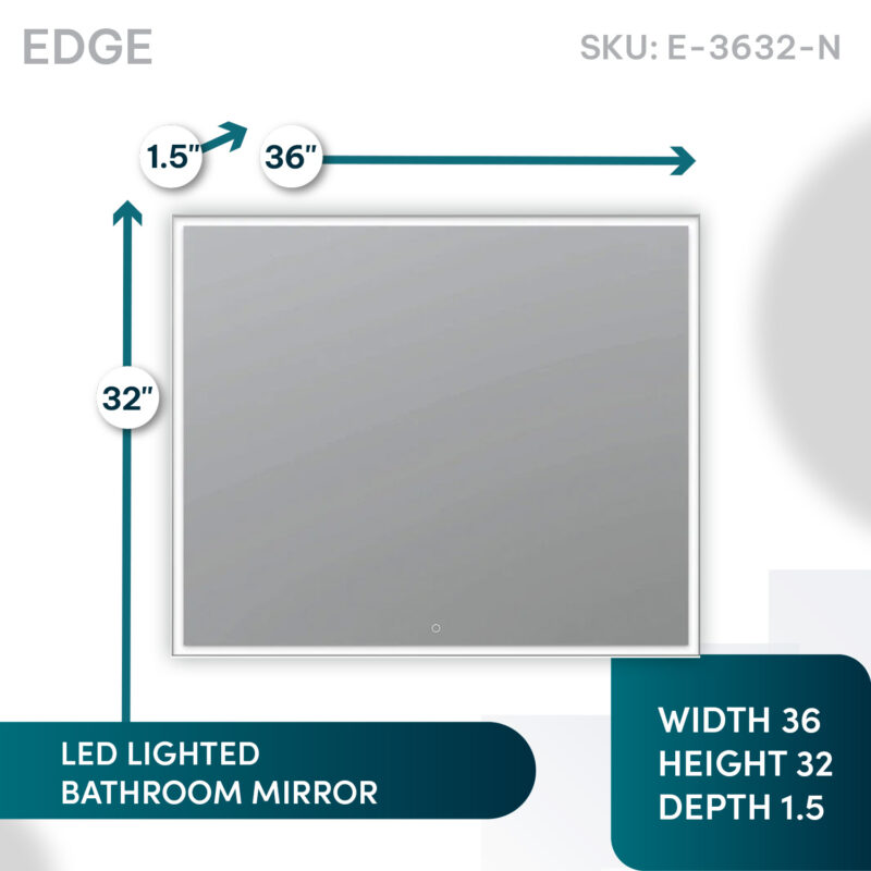 Edge 36x32 LED Lighted Bathroom Mirror