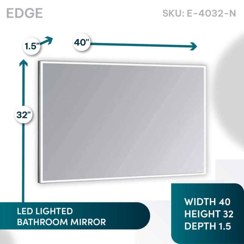 Edge 40x32 LED Lighted Bathroom Mirror