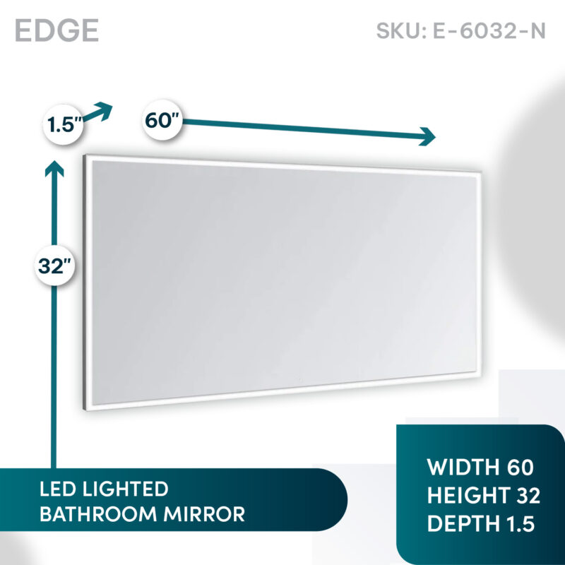 Edge 60x32 LED Lighted Bathroom Mirror