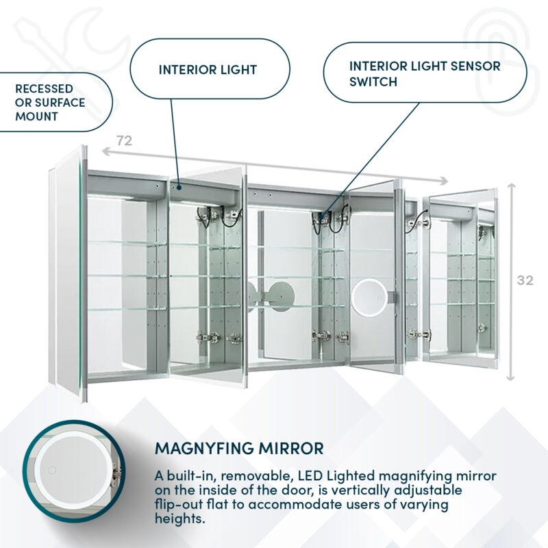 Edge Royale 72x32 LED Lighted Medicine Cabinets