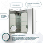 Edge Royale 36x32 LED Lighted Triple Door Medicine Cabinet