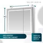 Royale Plus 36x30 LED Double Door Lighted Medicine Cabinet