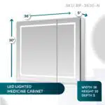 Royale Plus 36x30 LED Double Door Lighted Medicine Cabinet