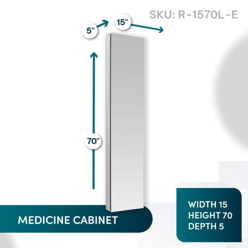 Royale 15x70 Left Hinge Side Tall Medicine Cabinet Aquadom