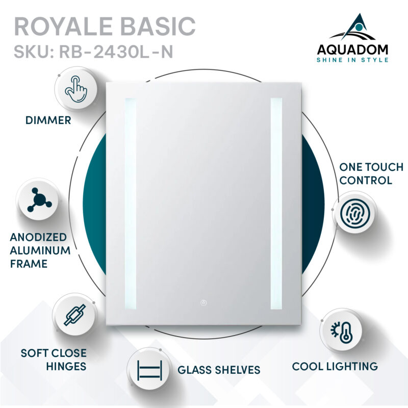 Royale Basic 24x30 Left Hinge LED Lighted Medicine Cabinet