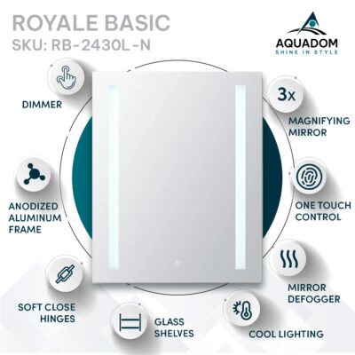 Royale Basic 24×30 Left Hinge LED Lighted Medicine Cabinet