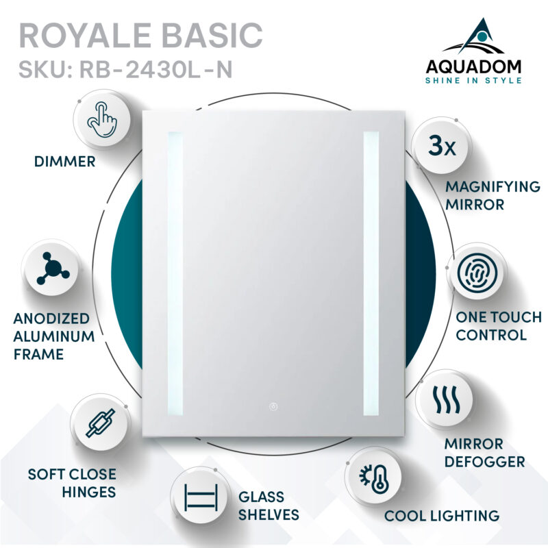 Royale Basic 24x30 Left Hinge LED Lighted Medicine Cabinet