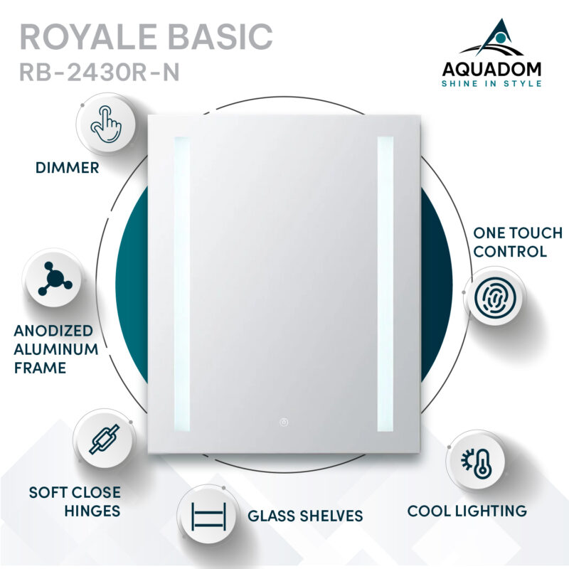 Royale Basic 24x30 Right Hinge LED Lighted Medicine Cabinet