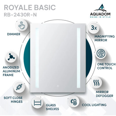 Royale Basic 24×30 Right Hinge LED Lighted Medicine Cabinet