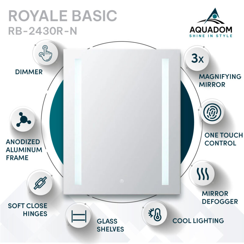 Royale Basic 24x30 Right Hinge LED Lighted Medicine Cabinet