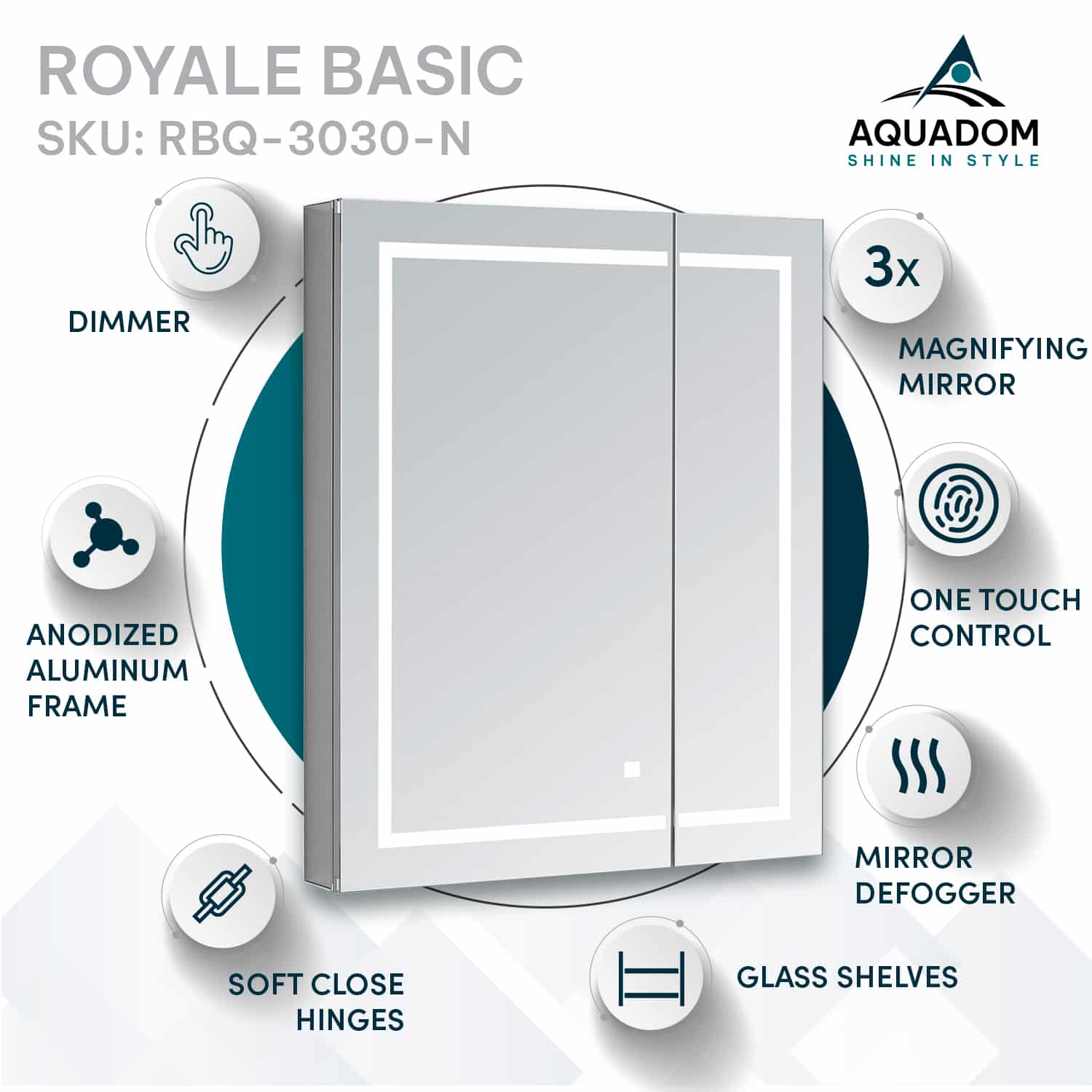 Royale Basic Q 30x30 LED Lighted Medicine Cabinet Royale Basic Q 30x30 LED Lighted Medicine Cabinet