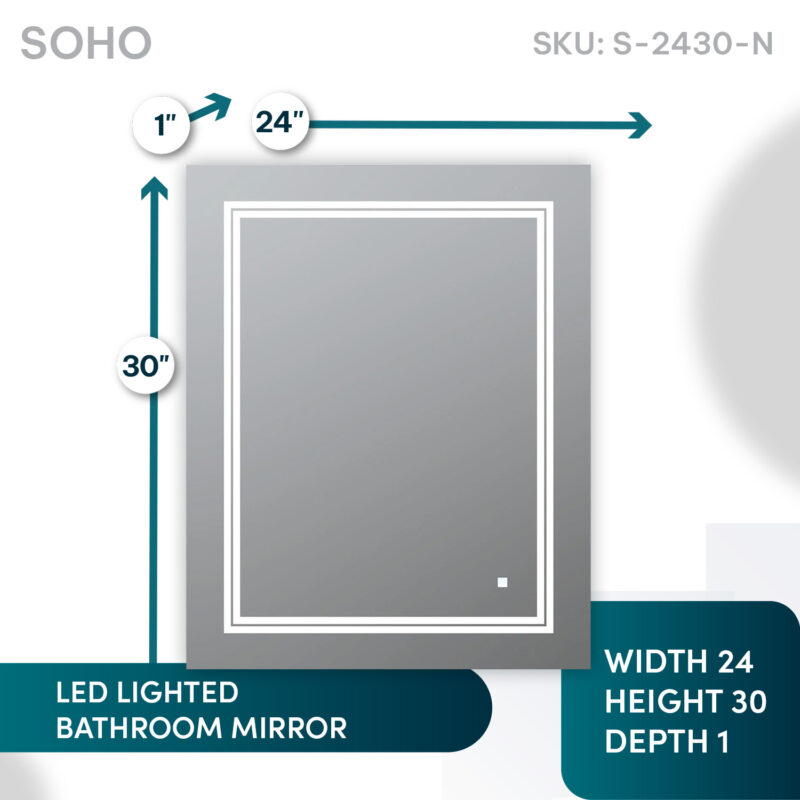 SOHO 24x30 LED Lighted Bathroom Mirror