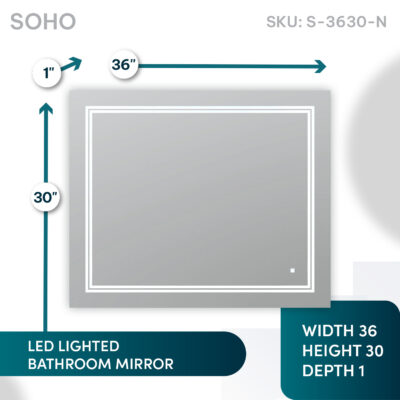 SOHO 36×30 LED Lighted Bathroom Mirror