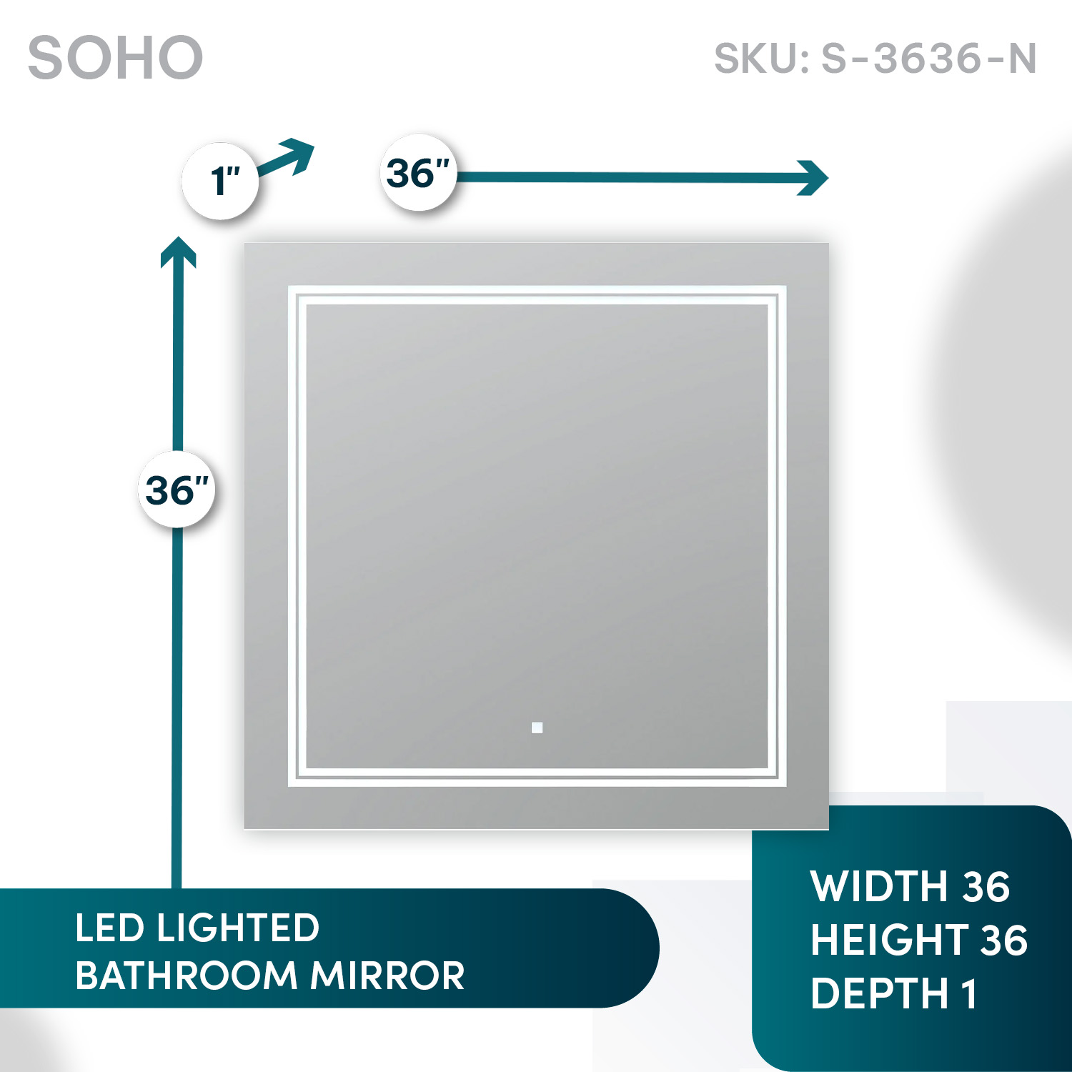 SOHO 36x36 LED Lighted Bathroom Mirror SOHO 36x36 LED Lighted Bathroom Mirror