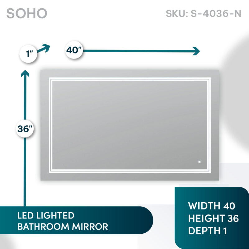 SOHO 40x36 LED Lighted Bathroom Mirror