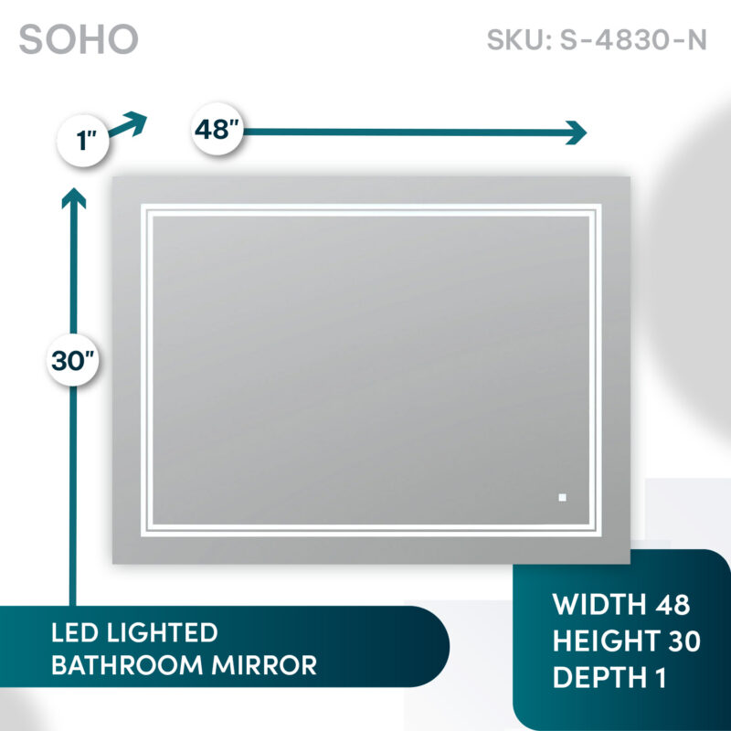 SOHO 48x30 LED Lighted Bathroom Mirror