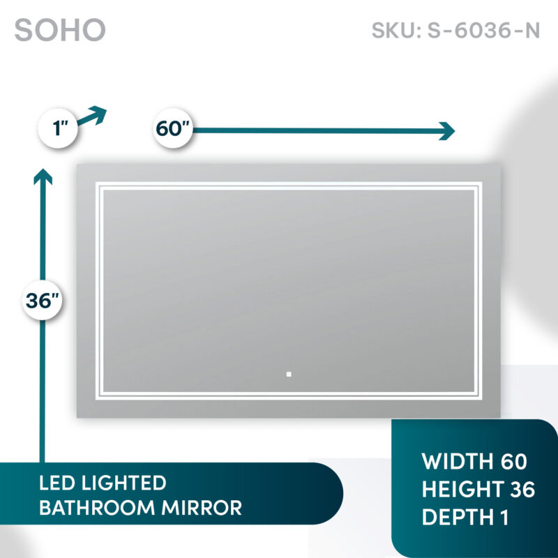 SOHO 60x36 LED Lighted Bathroom Mirror