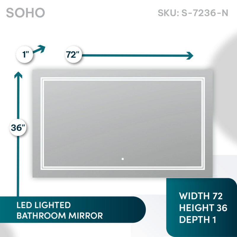 SOHO 72x36 LED Lighted Bathroom Mirror