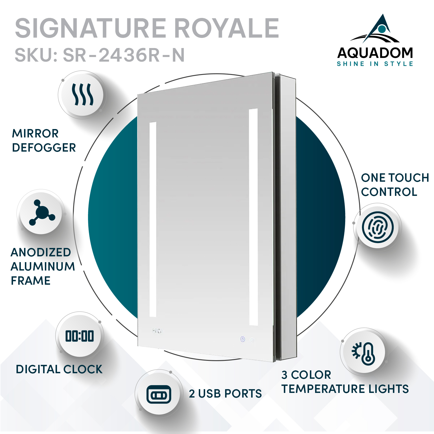 Signature Royale 24x36 Right Hinge LED Lighted Medicine Cabinet