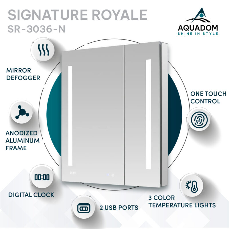 Signature Royale 30x36 LED Lighted Medicine Cabinet