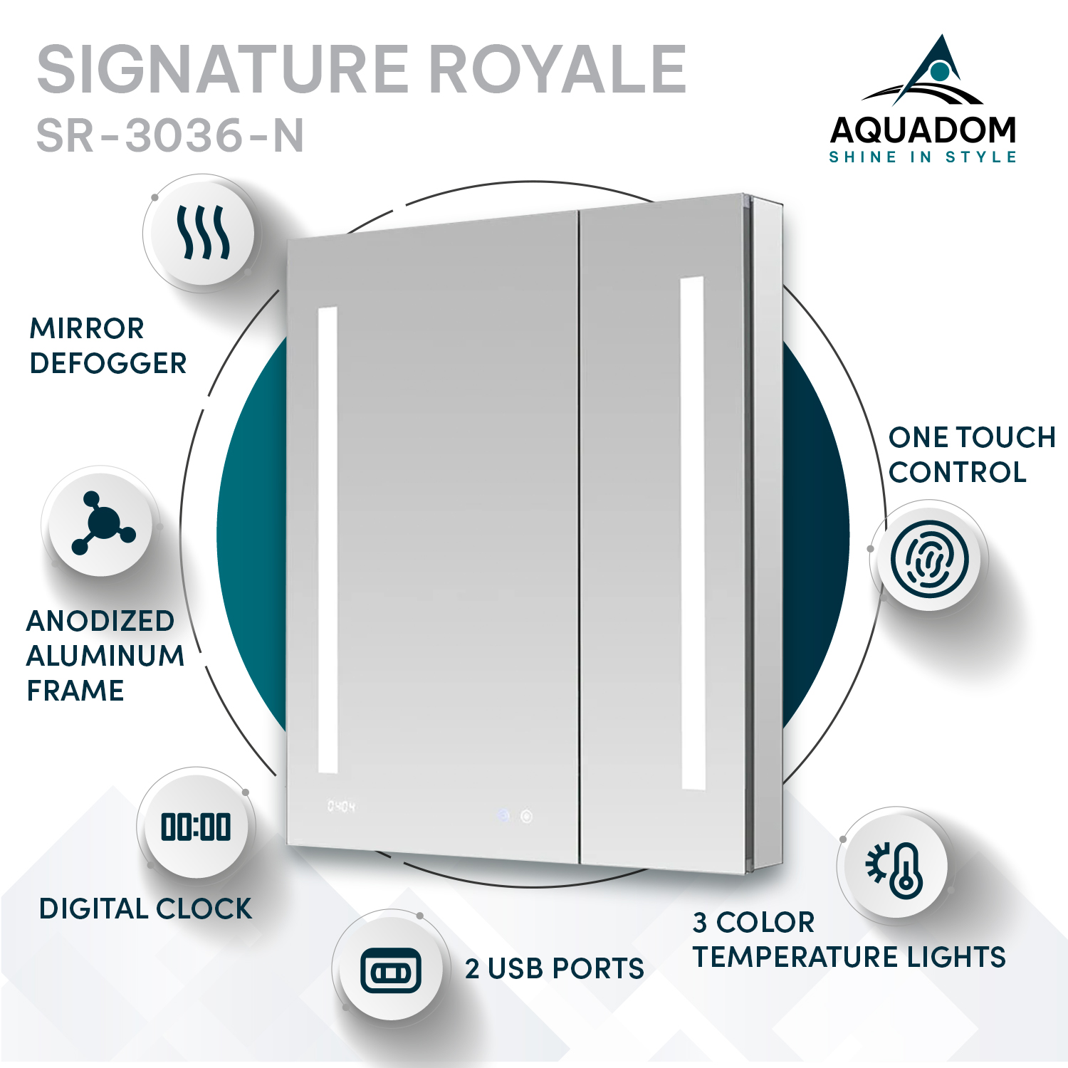SR-3036 Led Lighted Medicine Cabinet (1) Signature Royale 30x36 LED Lighted Medicine Cabinet
