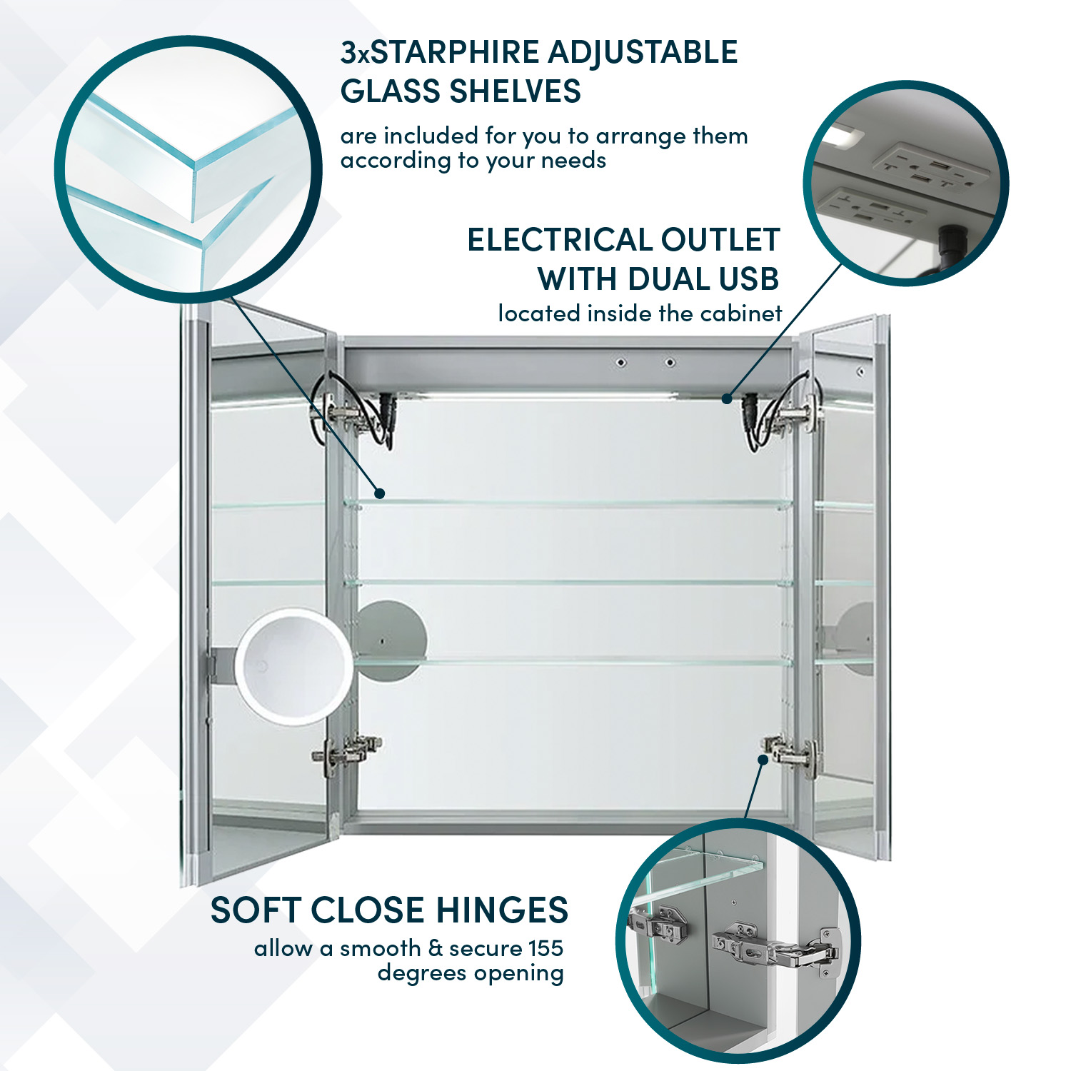 SR-3036 Led Lighted Medicine Cabinet (2) Signature Royale 30x36 LED Lighted Medicine Cabinet